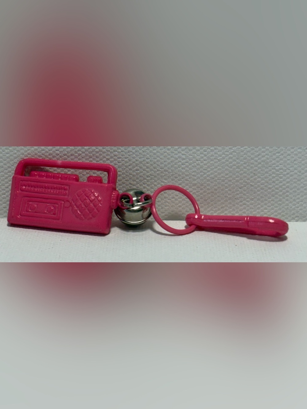 Vintage 1980s Plastic Bell Charm RARE Boombox 80s Necklace jewelry